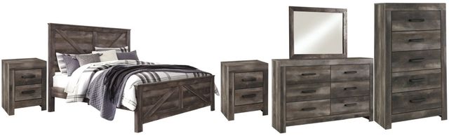 Signature Design by Ashley® Wynnlow 6-Piece Gray Queen Crossbuck Panel Bed Set-0