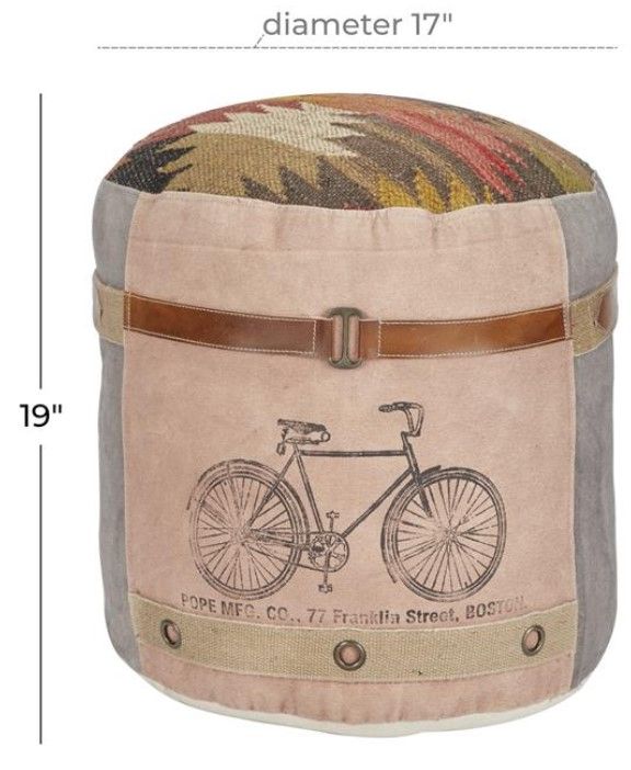 Deco Marche Multi-Colored Pouf Ottoman-3