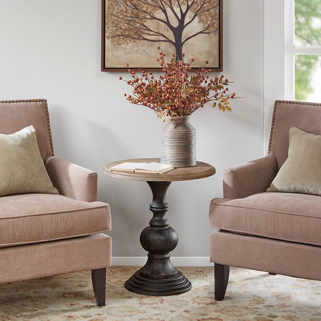 Olliix by Madison Park Natural Lexi Accent Table with Black Base-2