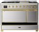 Ilve® Majestic III 48" Stainless Steel Pro Style Dual Fuel Liquid Propane Range with 8 Burners and Brass Trim-2