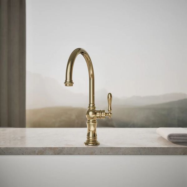 KOHLER® Artifacts® Vibrant French Gold Single-Handle Kitchen Sink Faucet-3