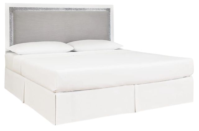 Signature Design by Ashley® Maeling Gray/White King Upholstered Panel Headboard-2