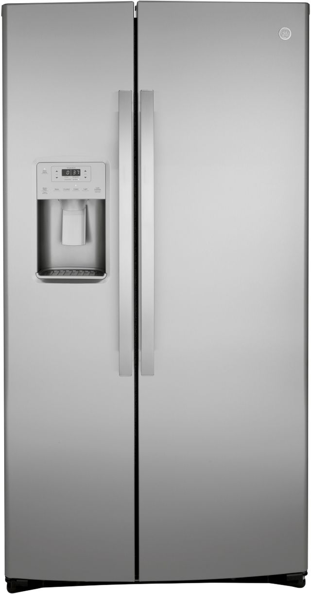 GE® 36 in. 21.8 Cu. Ft.Fingerprint Resistant Stainless Steel Counter Depth Side-By-Side Refrigerator