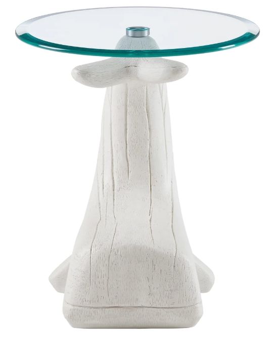 Powell® Wally the Whale Glass Top Side Table with White Base-1