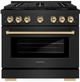 ZLINE Autograph Edition Paramount Series 36" Black Stainless Steel Pro Style Gas Range with Polished Gold Accents -0