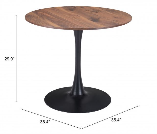 Zuo® Modern Opus Brown Dining Table with Black Base-3