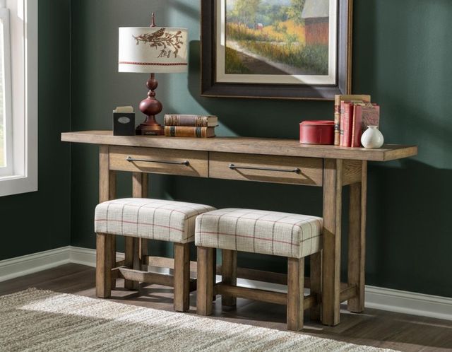 Legacy Classic Vintage Market Barnwood Oak/Beige Accent Stool-1