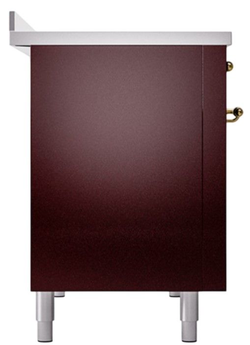 Ilve® Nostalgie II Noblesse 48'' Burgundy Pro Style Induction Range with Brass Trim-2
