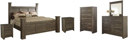 Signature Design by Ashley® Juararo 6-Piece Dark Brown King Poster Bed Set-0