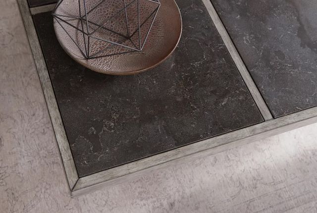 Hammary® West End Bluestone Inset Top Coffee Table with Brown Base-2