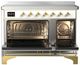 Ilve® Majestic III 48" White Pro Style Induction Range with Triple Glass Door and Brass Trim-1