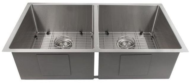 ZLINE Anton 36" Stainless Steel Undermount Double Bowl Kitchen Sink with Bottom Grid-0