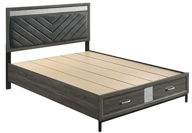 Furniture of America® Voleta Gray Upholstered Queen Panel Storage Bed-0
