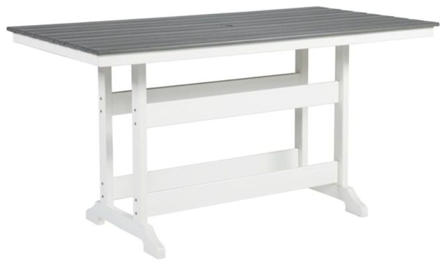 Signature Design by Ashley® Transville Gray Outdoor Counter Height Dining Table with White Base