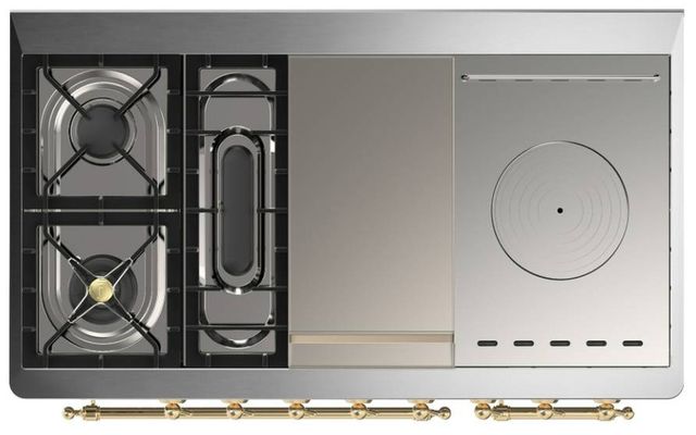 Ilve® Majestic III 48" Midnight Blue Pro Style Dual Fuel Natural Gas Range with Triple Glass Door and Brass Trim-2