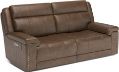 Flexsteel® Yuma Dark Walnut Power Reclining Sofa with Power Headrests