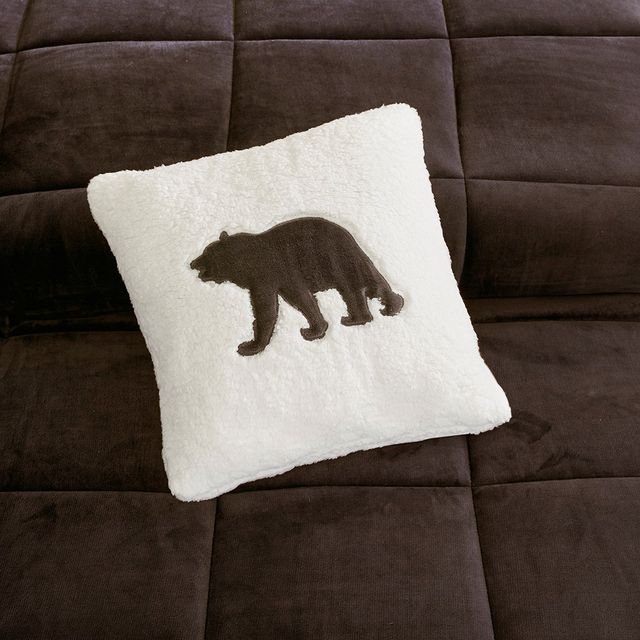 Olliix by Woolrich Alton Brown and Ivory King Plush to Sherpa Down Alternative Comforter Set-1