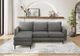 Monarch Specialties Inc. Grey 85" Sofa Lounger and Reversible Chaise with Black Metal Legs-1