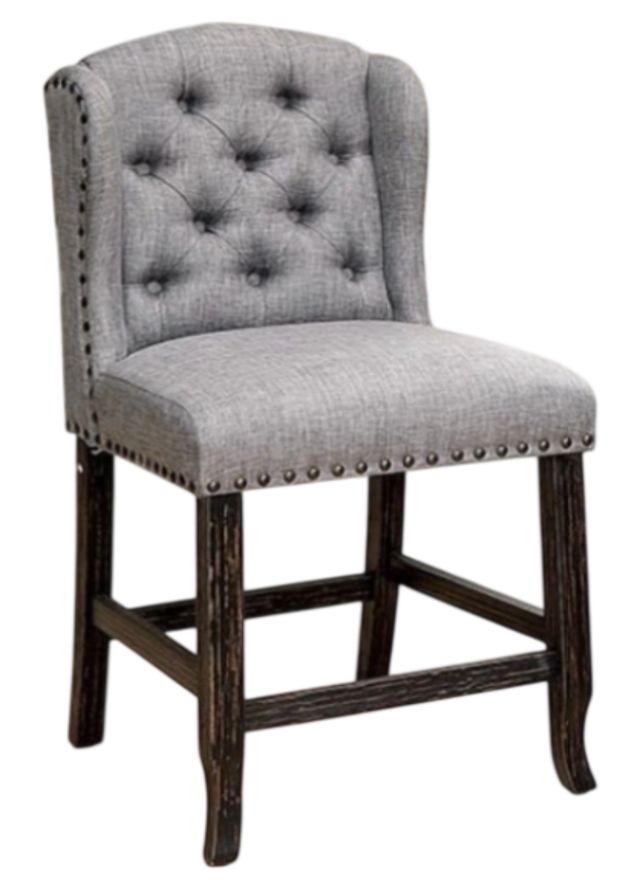 Furniture of America® Sania Antique Black/Light Gray Wingback Counter Chair-0