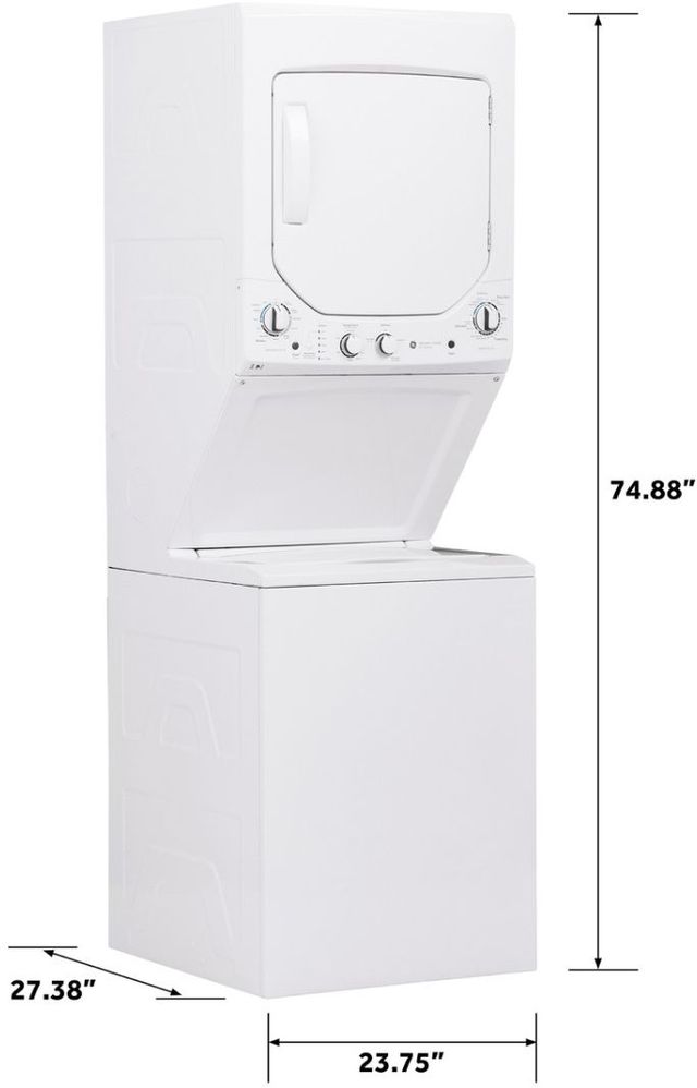 GE® Unitized Spacemaker® 2.3 Cu. Ft. Washer, 4.4 Cu. Ft. Dryer  White On White Electric Laundry Center-2