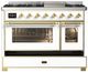 Ilve® Majestic III 48" White Pro Style Dual Fuel Liquid Propane Range with Griddle and Brass Trim-2