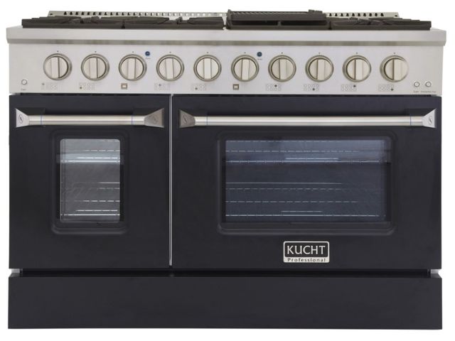 Kucht Professional KNG Series 48" Stainless Steel Pro Style Liquid Propane Gas Range with Black Door-1