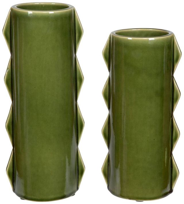 Uttermost® Meander 2-Piece Green Ceramic Outdoor Vase Set-2