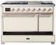Ilve® Majestic III 48" Antique White Pro Style Dual Fuel Natural Gas Range with Solid Door and Copper Trim-2