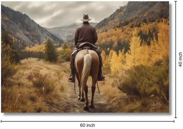Classy Living Contemplative Rider in Autumn Landscape Wall Art-2