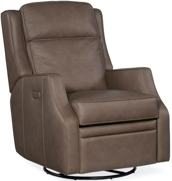 Hooker Furniture RC Tricia Aspen Lenado Leather Power Swivel Glider Recliner Factory Direct Furniture Cleveland MS