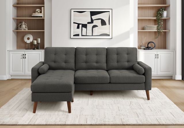 Monarch Specialties Inc. Dark Grey 85" Sofa Lounger and Reversible Chaise with 2 Pillows-1