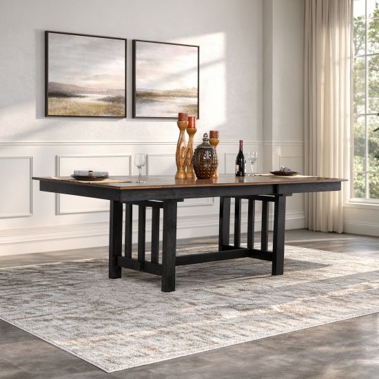 New Classic® Home Furnishings Harrisburg Brown Dining Table with Charcoal Base-1