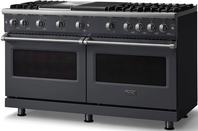 Viking® 5 Series 60" Cast Black Pro Style Gas (LP) Range with Polished Chrome Trim-2