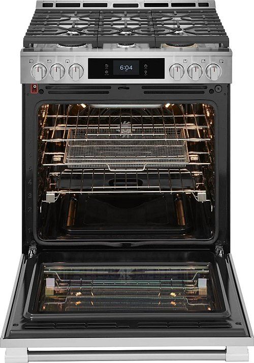Frigidaire Professional® 30" Smudge-Proof® Stainless Steel Slide-In Gas Range with Stone-Baked Pizza-1