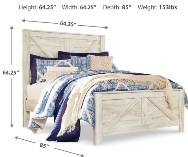 Signature Design by Ashley® Bellaby Whitewash Queen Crossbuck Panel Bed-1