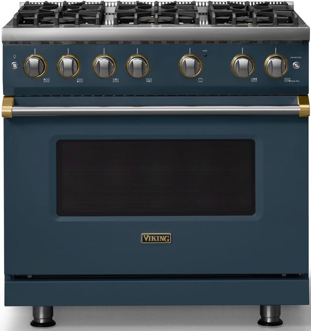Viking® 5 Series 36" Squall Pro Style Gas (NG) Range with Brushed Brass Trim-0