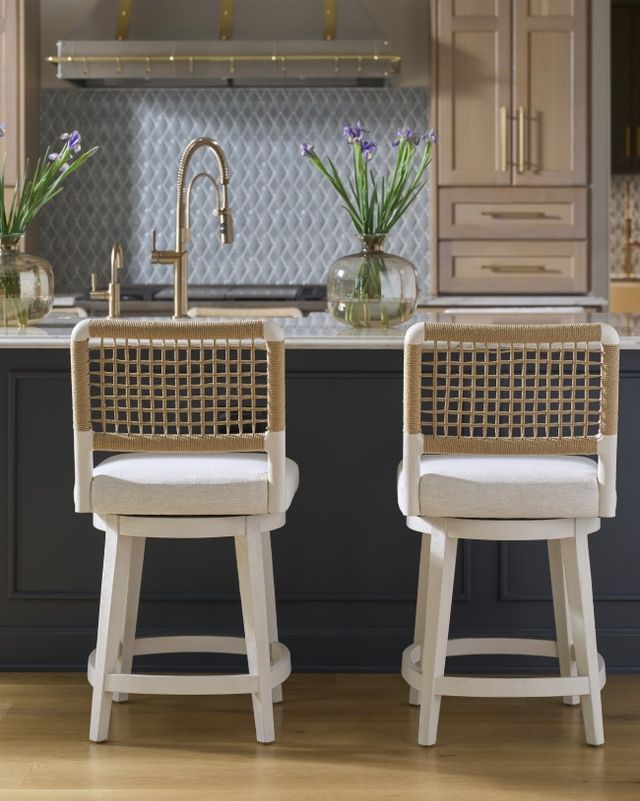 Universal Explore Home™ Oasis White Shoreline Swivel Counter Stool-4