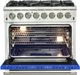 FORNO® Capriasca 36" Stainless Steel Pro Style Dual Fuel Range with Blue Door-2