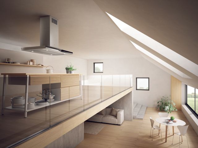 Elica Techne Plus Series Stoney Island 36" Stainless Steel with Black Glass Island Range Hood-4