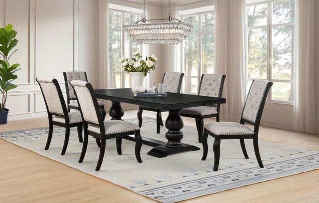Coaster® Phelps 7-Piece Distressed Noir/Tan Dining Table Set-1