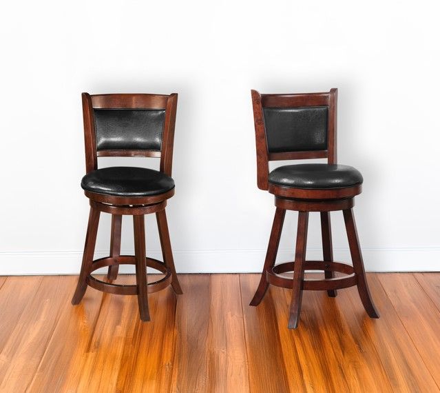 Crown Mark Cecil Black/Brown 24" Pub Swivel Counter Stools--SET OF 2-2