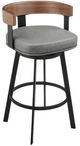 Armen Living Idris Vintage Gray/Walnut Swivel Bar Stool-0