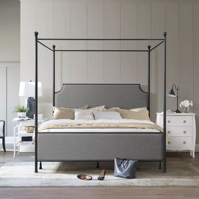 HH2 Home McArthur Gray/Matte Black King Canopy Bed-3
