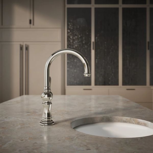 KOHLER® Artifacts® Vibrant Polished Nickel Single-Handle High-Arc Kitchen Sink Faucet-4