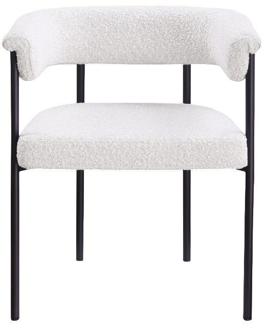Meridian Furniture Malin Cream Boucle Upholstered Dining Arm Chair-1