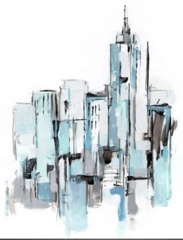 Classy Living Ethan Harper Blue City I 22" Wall Art-2