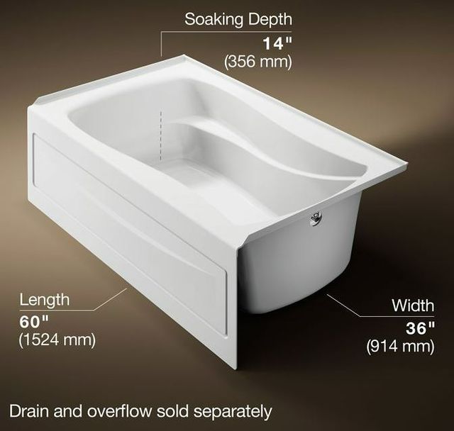 KOHLER® Mariposa® White 60" x 36" Alcove Bath - Right Drain-2