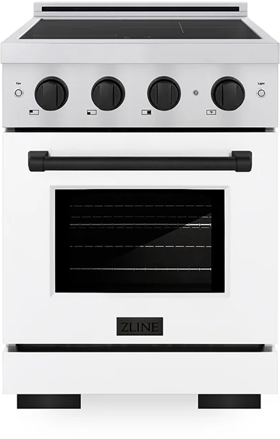 ZLINE 24" 3.2 cu. ft. Autograph Edition Paramount Stainless Steel with White Matte Door & Matte Blac