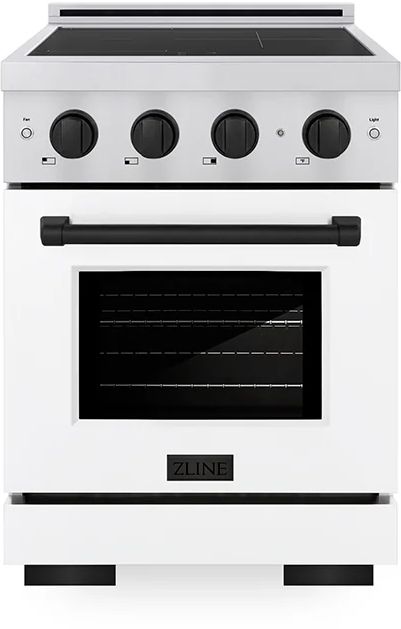 ZLINE Autograph Edition Paramount 24" Stainless Steel Pro Style Induction Range with White Matte Door and Matte Black Accents-0