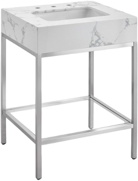 Meridian Furniture Marmo White/Brushed Chrome 24" Bathroom Vanity-0